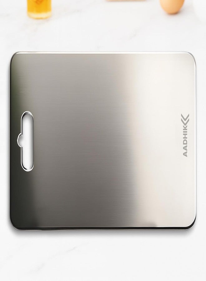 AADHIK Stainless Steel Chopping Board 32x21 cm | Heavy-Duty Cutting Board for Kitchen | Rustproof, Hygienic & Knife-Friendly Steel Board for Vegetable, Fruit, Meat Cutting (Pack of 1) - Image 1